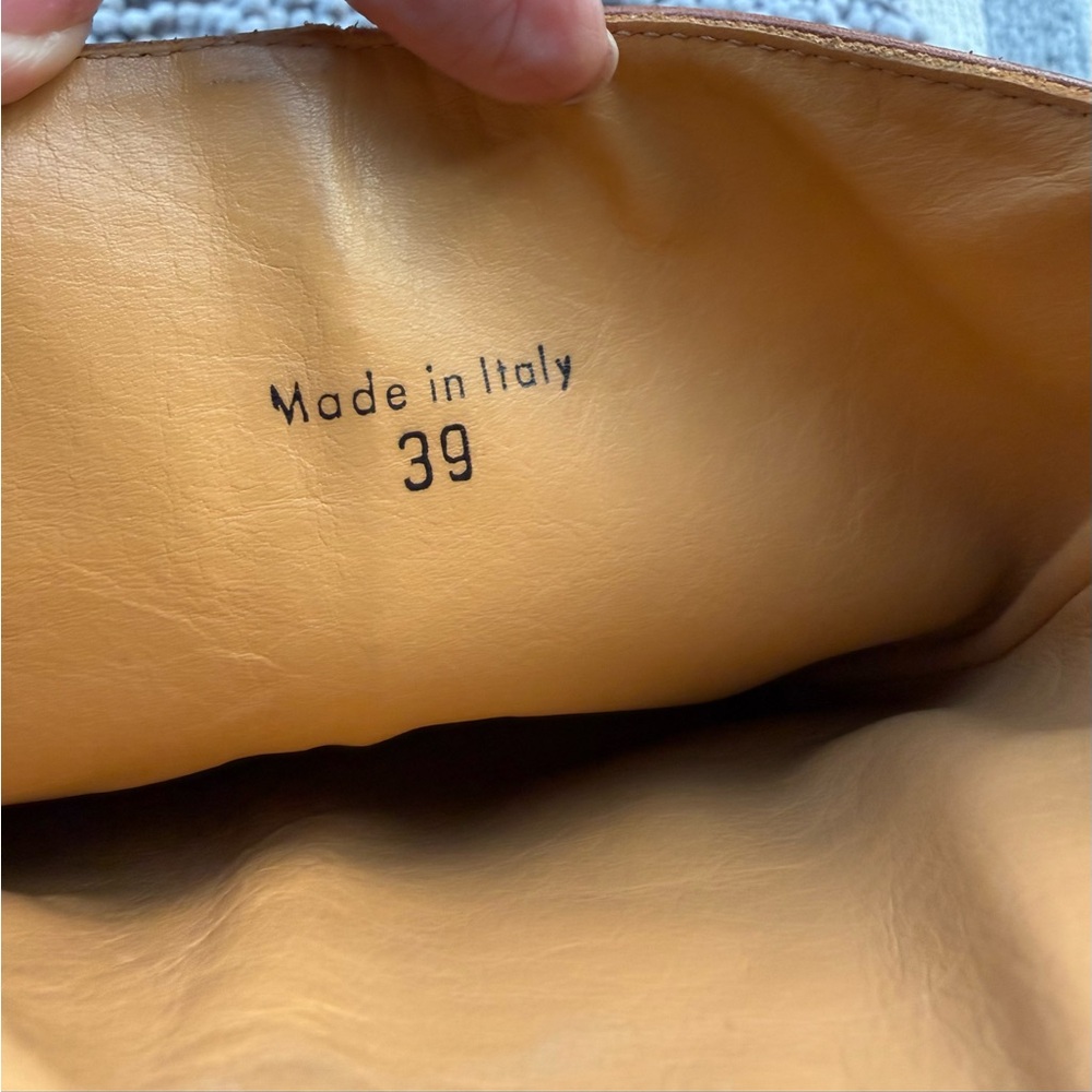 10022 shoes,Saks Fifth Ave, made in Italy, Moto style tan leather boots, EUC 39 - Picture 8 of 15